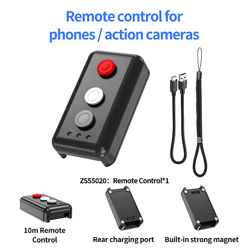 Compatible-Bluetooth Remote Control Handle for Action Camera, Carbon Fiber Street Photography Grip, Magnetic Quick Release, 10M Range, Anti-Slip Leather, 1/4  Thread, for DJI Osmo Action 6/5/4, Insta360 X5/4/3, Ace Pro 2, GoPro 13/12/11, Vlog Outdoor Shooting