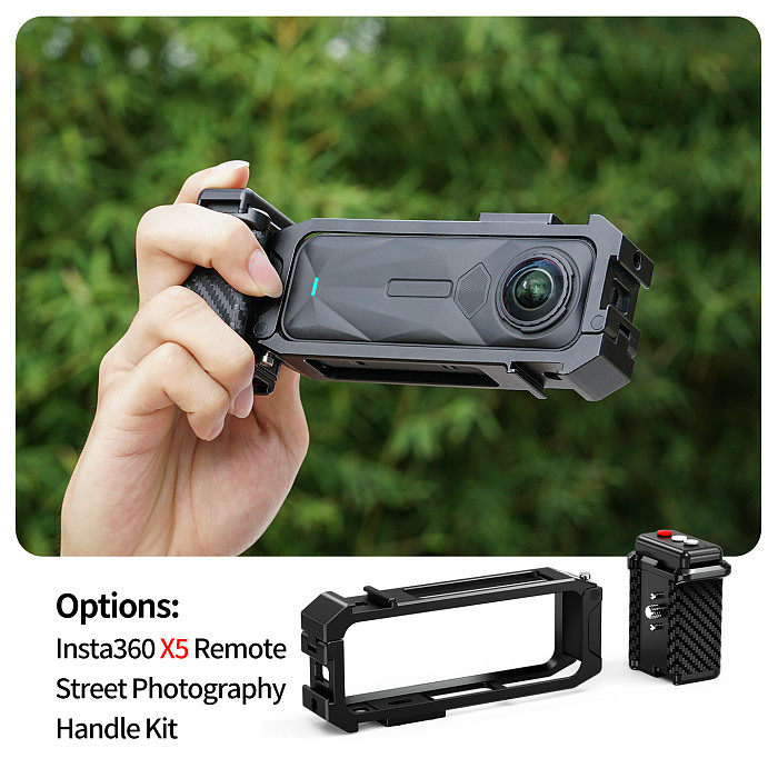 Compatible-Bluetooth Street Photography Handle for DJI Action 6/5/4/3 & Osmo 360, Magnetic Quick Release, 10M Remote Control, Carbon Fiber Anti-Slip Grip