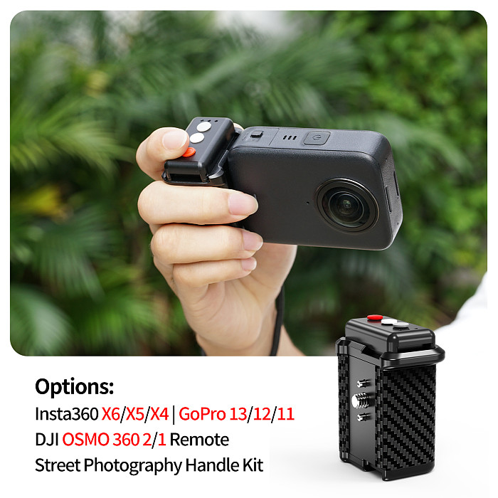 Compatible-Bluetooth Street Photography Handle for DJI Action 6/5/4/3 & Osmo 360, Magnetic Quick Release, 10M Remote Control, Carbon Fiber Anti-Slip Grip