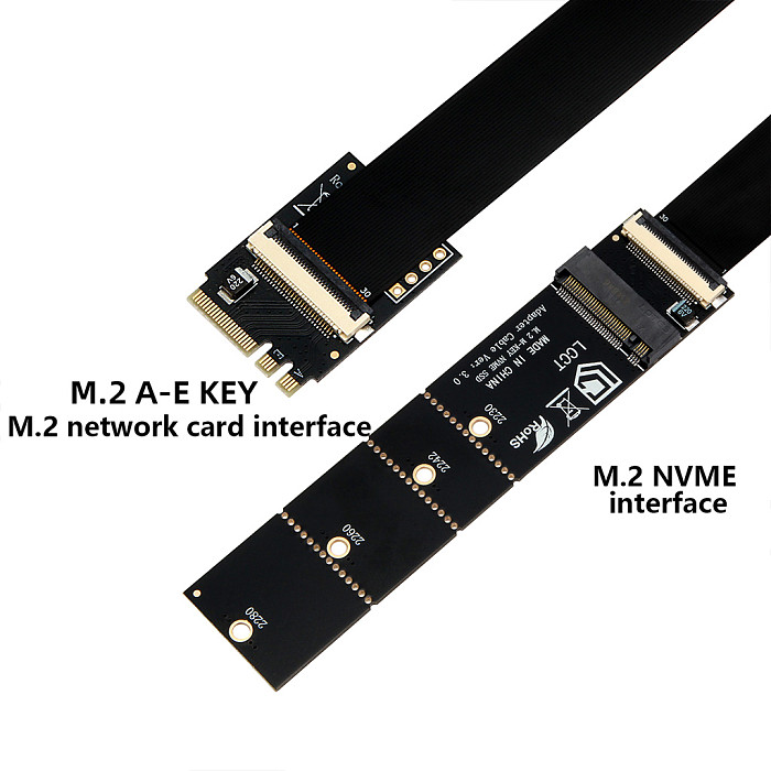 M.2 Key A/E to M.2 NVMe Adapter, NGFF to Key-M Expansion Slot, WiFi EMI Shielding Film