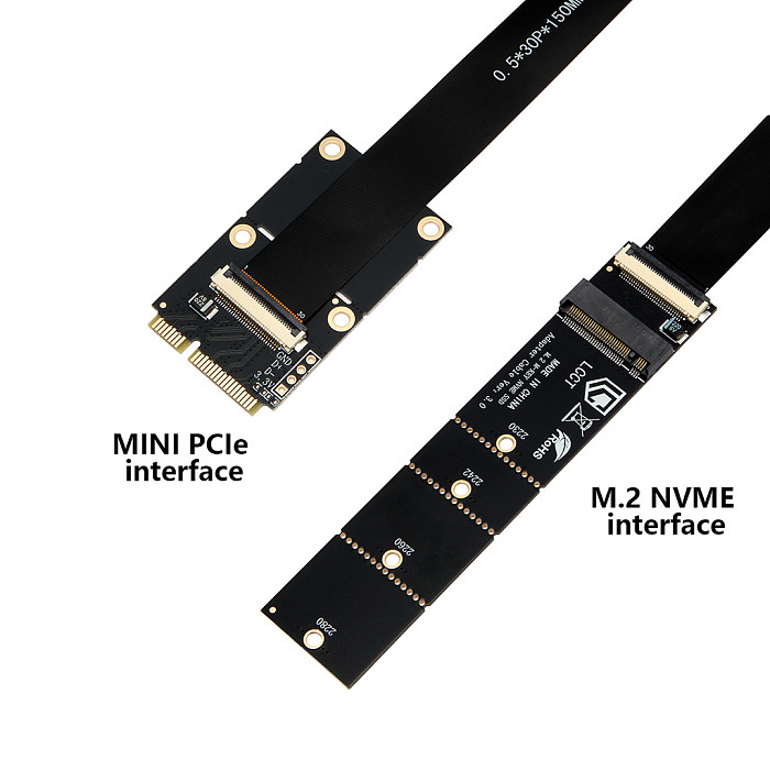 Mini PCI-E to M.2 NVMe Key-M Adapter with EMI Shielding, WIFI Interface to M.2 SSD Converter