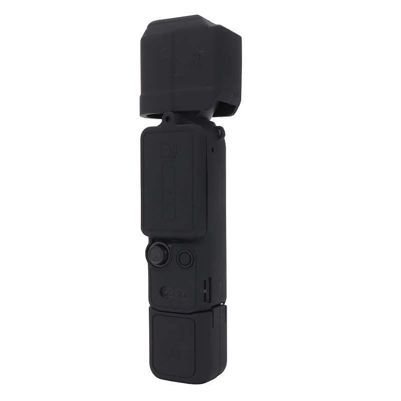（Black）Silicone Protective Case for DJI Osmo Pocket 4, Shockproof Anti-Scratch Full Cover with Lens & Screen Protector