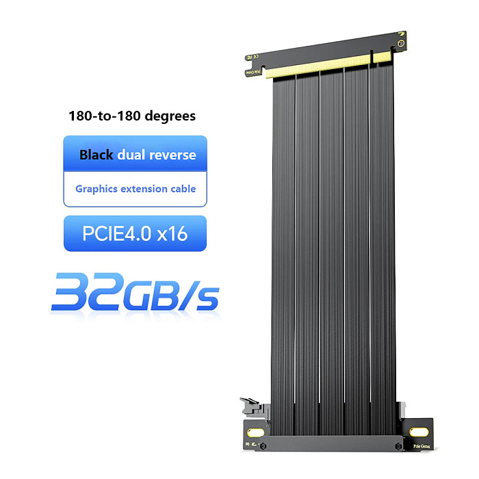 PCIe 4.0 x16 GPU Riser Cable, Vertical Mount Graphics Card Extension Cable, 90 Degree / 180 Degree Dual Reverse Gen4 Adapter for RTX 4060