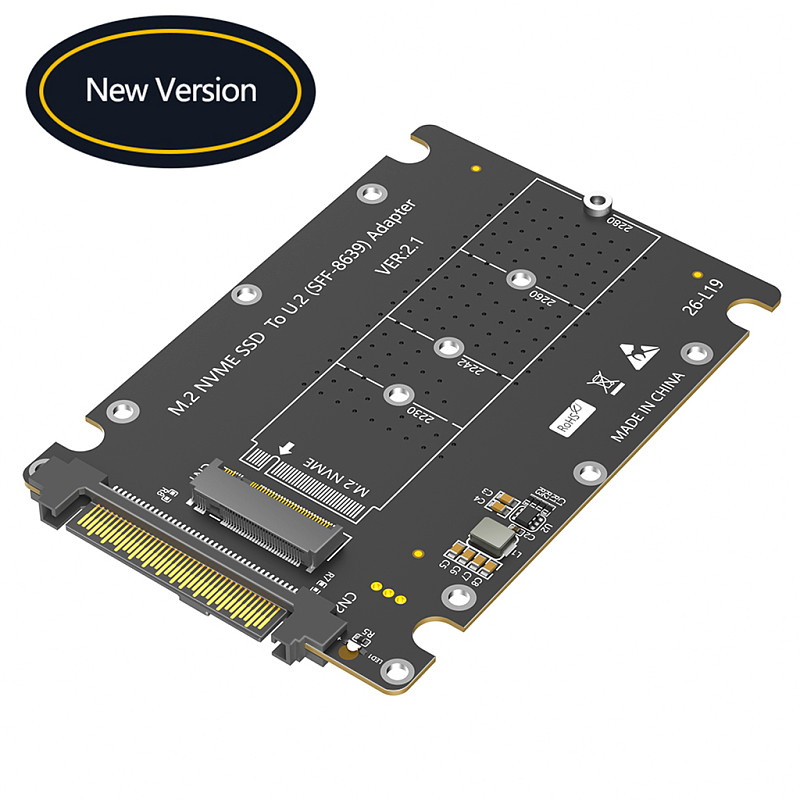 M.2 NVMe M-Key to U.2 SFF-8639 Adapter, PCIe 4.0/3.0 M.2 NVMe SSD to 2.5” U.2 Drive Bay Converter Card
