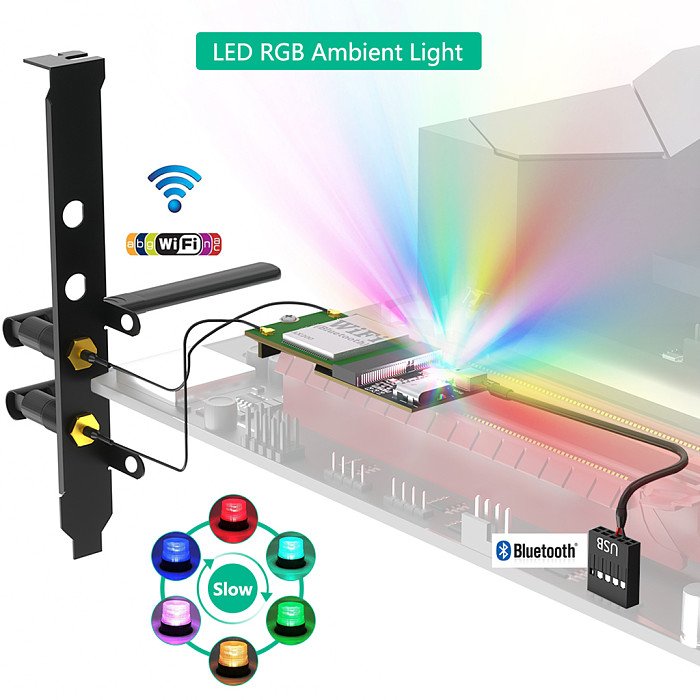 M. 2 Key E to PCI-E 1X (with ambient light)  PCB board material