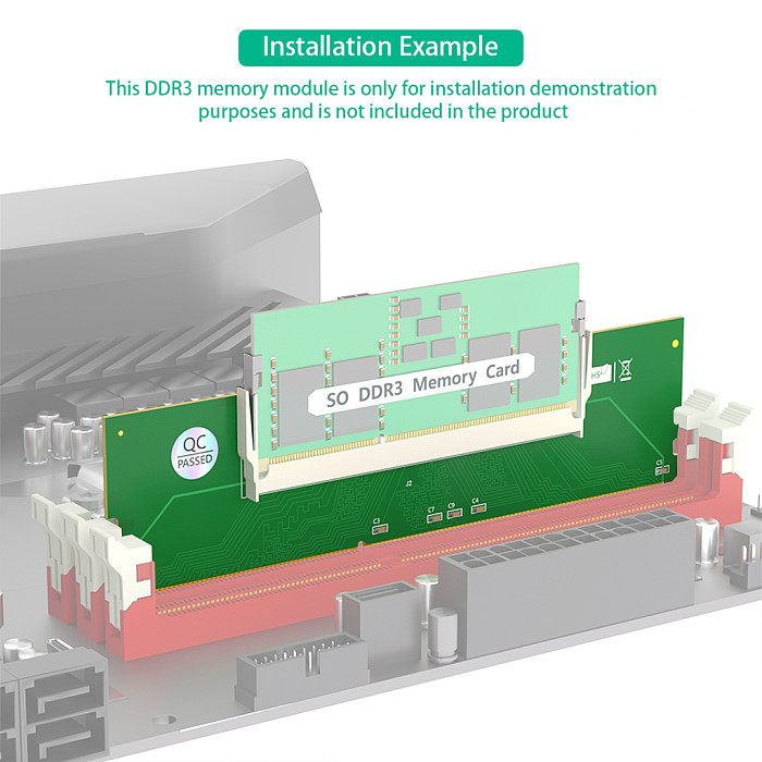 DDR3 Laptop SO-DIMM to Desktop DIMM Memory Adapter Card, Support DDR3 SO-DIMM Memory Module