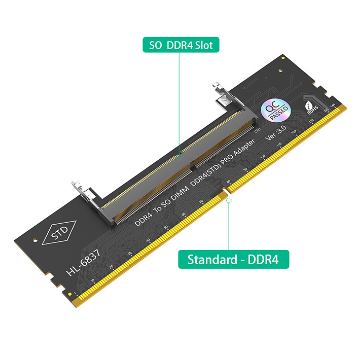 DDR4 Laptop SO-DIMM to Desktop DIMM Adapter Card, HL-6837 Ver3.0 Notebook RAM Converter Adapter
