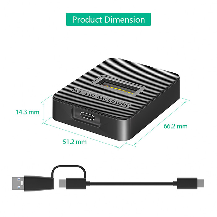 M.2 NVMe SSD Docking Station, JMS583 Chip 10Gbps USB 3.2 Gen2 M.2 NVMe Reader, USB-A & USB-C 2-in-1 Cable, Vertical Stand-Alike M2 NVMe Enclosure Dock for 2230/2242/2260/2280 NVMe M.2 SSD