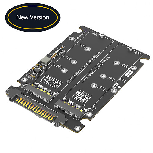 Dual M.2 Key B+M to U.2 SFF-8639 Adapter , Support M.2 NVMe Key M & SATA SSD(Key B), 2-in-1 M2 to U.2 SFF8639/SAS Converter Card