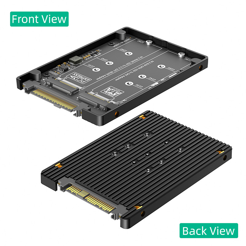 Dual M.2 Key B+M to U.2 SFF-8639 Adapter With Black Plastic Enclose, Support M.2 NVMe Key M & SATA SSD(Key B), 2-in-1 M2 to U.2 SFF8639/SAS Converter Card