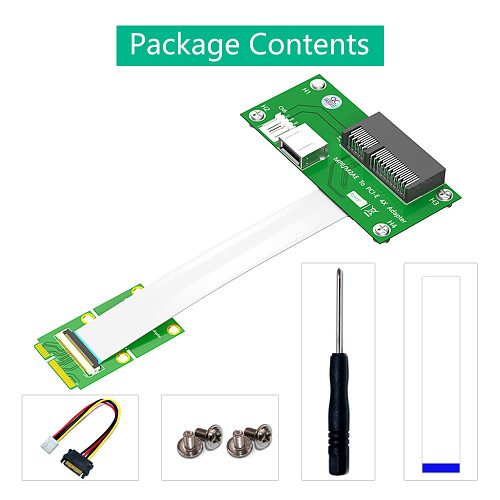 Mini  PCI-E  to PCI-E Express X4+USB Riser Card with High Speed FPC Cable With Magnetic Pad (Horizontal Installation)