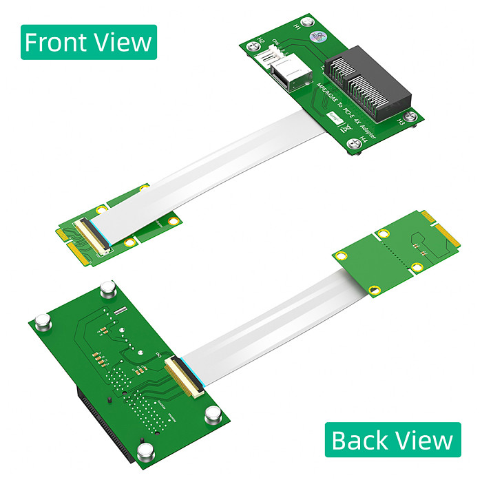 Mini  PCI-E  to PCI-E Express X4+USB Riser Card with High Speed FPC Cable With Magnetic Pad (Horizontal Installation)