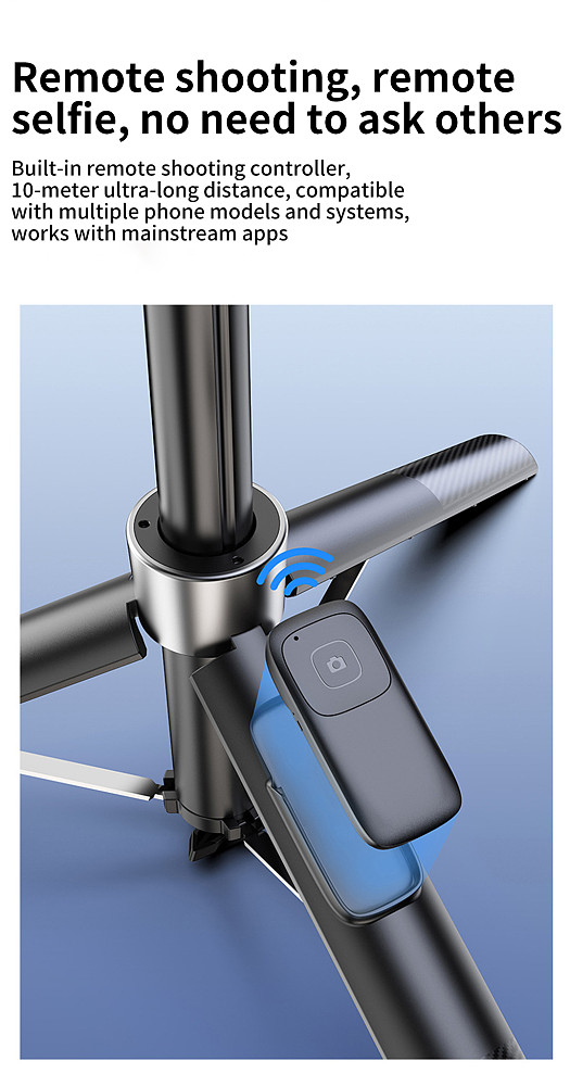 All-in-One Magnetic Phone Tripod Selfie Stick - 180cm Extendable Stand with 10m Bluetooth-Compatible Remote, Landscape & Portrait Switch for iOS/Android /HarmonyOS