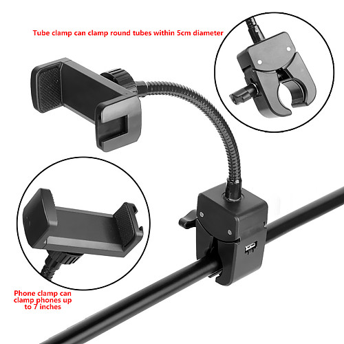 New Multi-Purpose Flexible Gooseneck Clamp Mount for Shooting & Live Streaming — Heavy-Duty All-Metal Universal Clamp for Smartphones & Tablets, Multi-Functional Phone/Tablet Stand