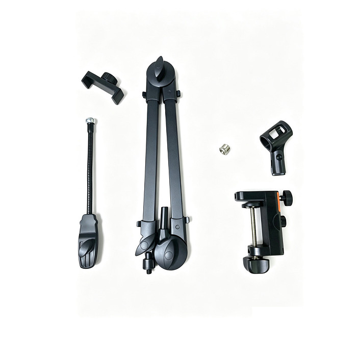 Foldable Desktop Fill Light Stand for Live Streaming - Minimalist Single-Arm Design For Phone Holder & Microphone Mount