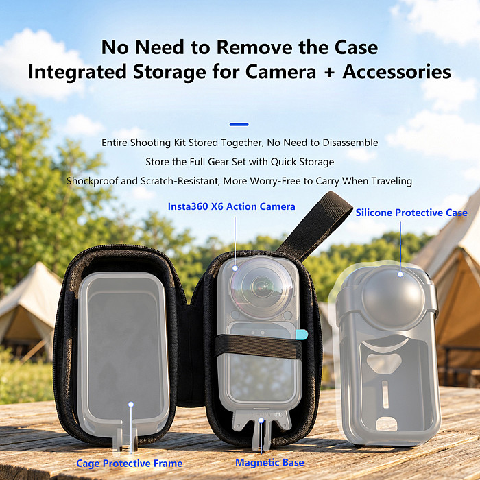 For Insta360 X6 portable Action camera storage bag with protective waterproof and scratch resistant case