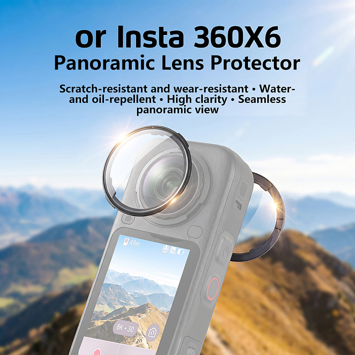 PC Lens Protector for Insta360 X6 Panoramic Camera — Lightweight Scratch-Resistant Protective Lens Cover, Compatible with Insta360 X6 Action Camera