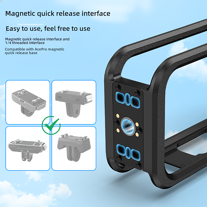 For Insta360 X6 panoramic camera magnetic quick release plastic frame protective case 