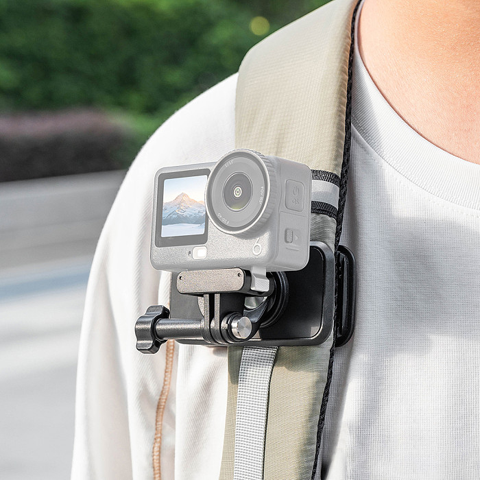 Universal Magnetic Backpack Clip Mount for Action Cameras - 360° Rotating PC & Metal Quick-Release Clip with Strong Magnet for First-Person POV Shooting