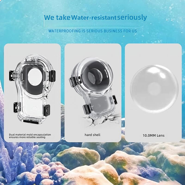 Magnetic Quick-Release Invisible Diving Case for Insta360 X5 - Durable PC Waterproof Housing with Precision Cutouts, Lens Guard & Drop-Resistant Design for Underwater Shooting