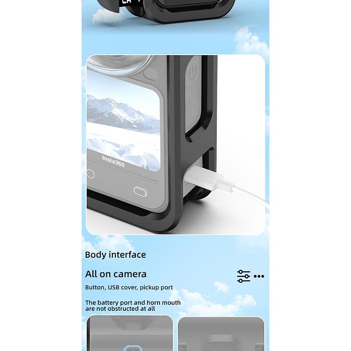 For Insta360 X6 panoramic camera magnetic quick release plastic frame protective case 