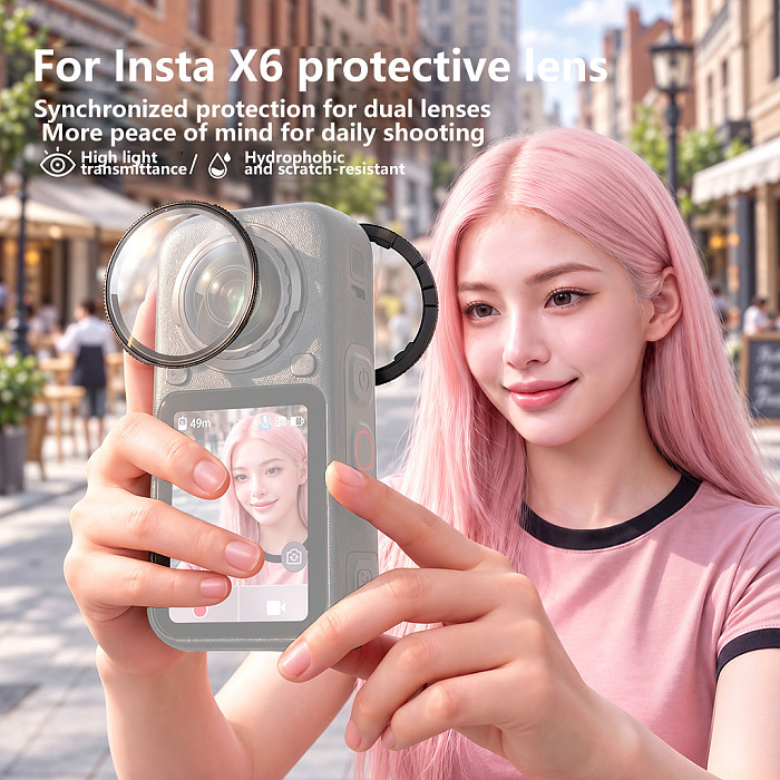 PC Lens Protector for Insta360 X6 Panoramic Camera — Lightweight Scratch-Resistant Protective Lens Cover, Compatible with Insta360 X6 Action Camera