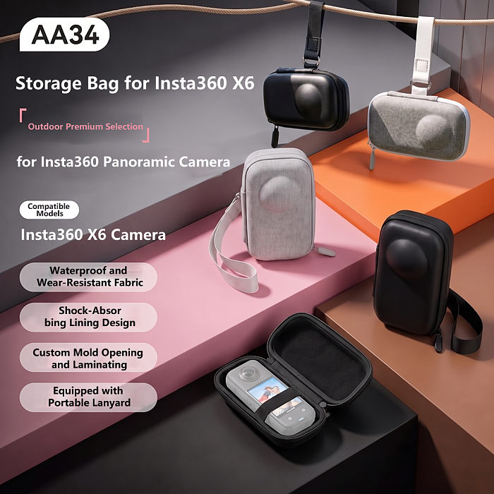For Insta360 X6 portable Action camera storage bag with protective waterproof and scratch resistant case
