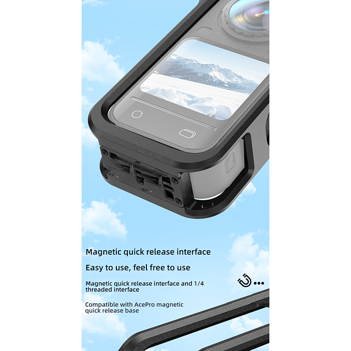 For Insta360 X6 panoramic camera magnetic quick release plastic frame protective case 