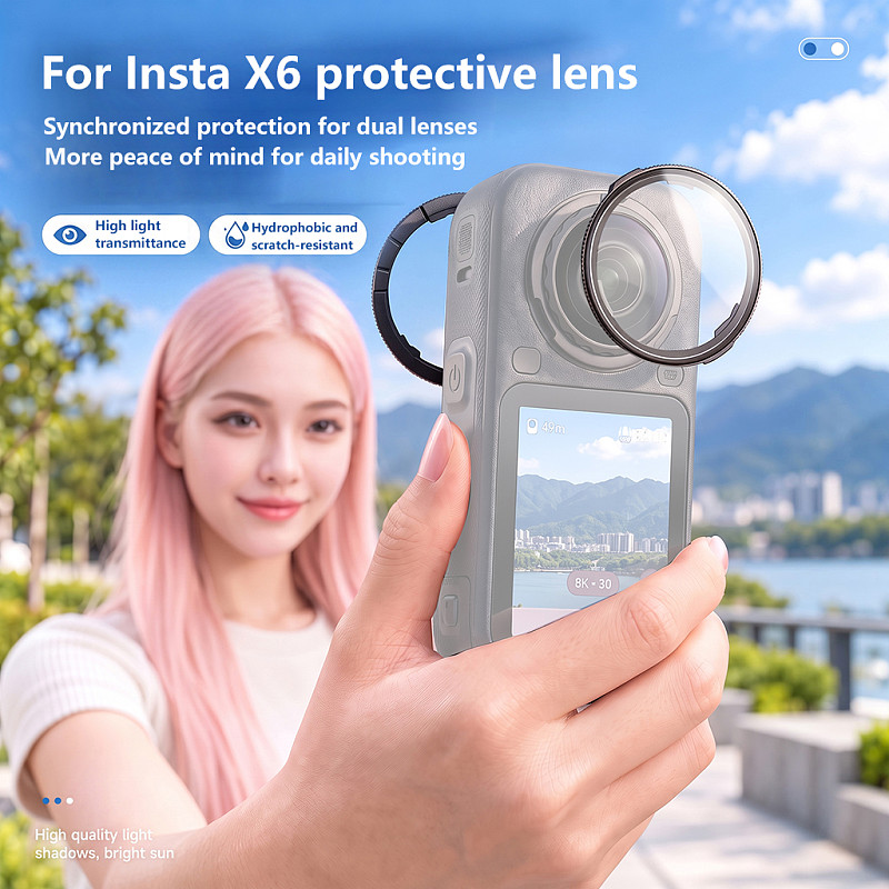 PC Lens Protector for Insta360 X6 Panoramic Camera — Lightweight Scratch-Resistant Protective Lens Cover, Compatible with Insta360 X6 Action Camera
