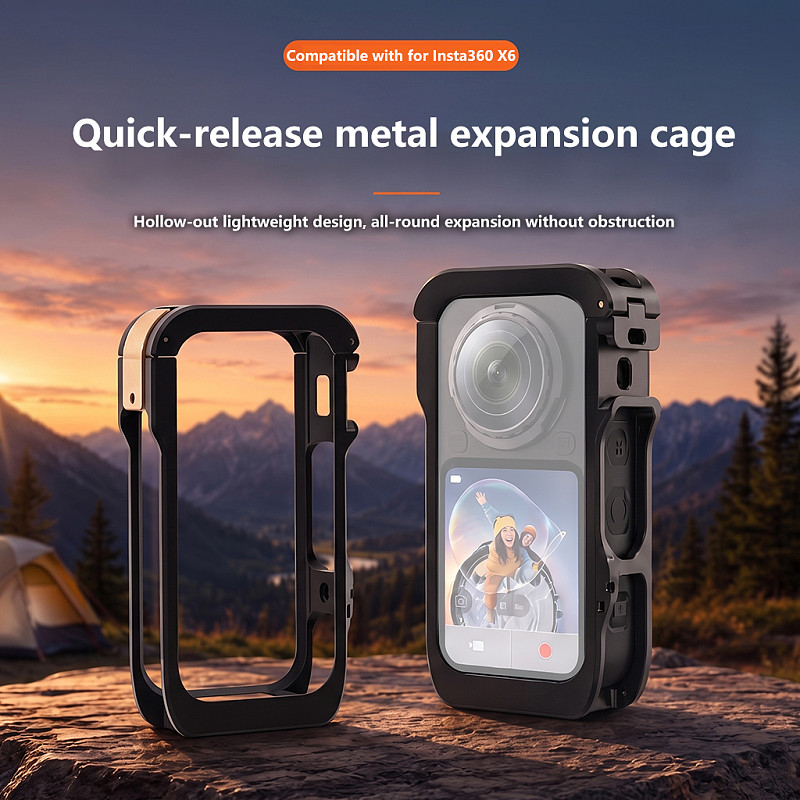 Aluminum Alloy Quick Release Camera Cage Frame For Insta 360X6 Anti Fall Protection