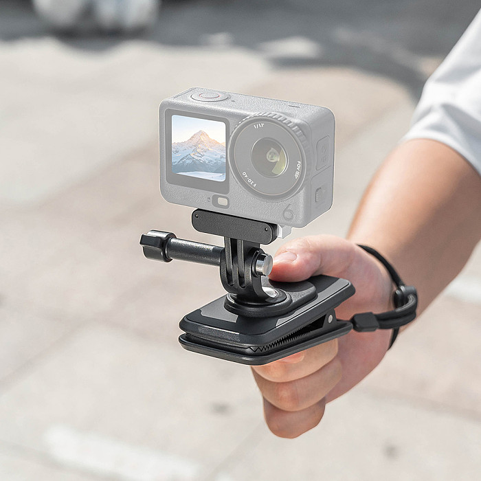 Universal Magnetic Backpack Clip Mount for Action Cameras - 360° Rotating PC & Metal Quick-Release Clip with Strong Magnet for First-Person POV Shooting
