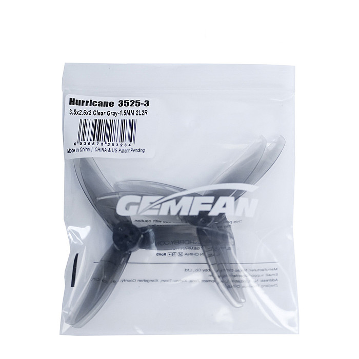 Gemfan Hurricane 3525-3 3 Paddle PC Propeller T-mount 1.5mm Support 1806-2004 Motor for FPV 3.5inch Toothpick Quadcopter