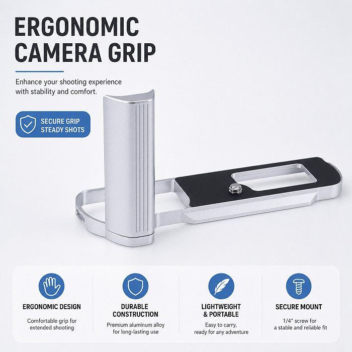 L-Bracket for Panasonic LUMIX L10 - Arca-Swiss Aluminum Alloy Quick Release Plate, Vertical & Horizontal Switching L-Plate 
