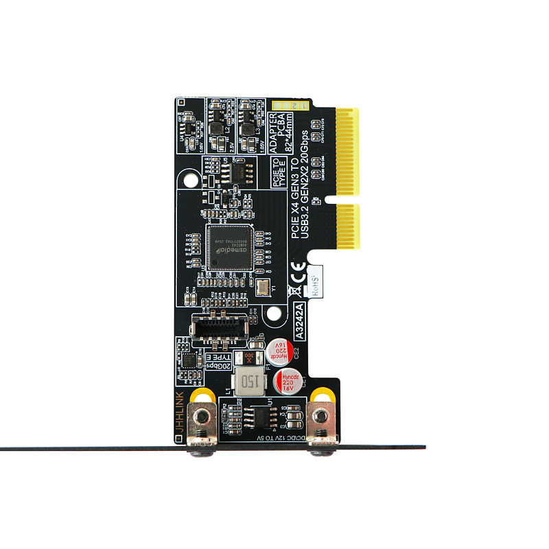 PCIE to TYPEE adapter card PCIE3.0X4 to USB3.2GEN2X220Gbp5ASM3242 expansion card, computer motherboard front tpec-A3242A