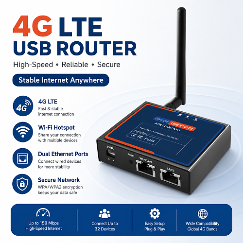 [USR-DR185S-G] LTE Cat.1 Mini Industrial Cellular Router, Global 4G LTE, Dual LAN/WAN, OpenVPN/IPsec/GRE, DDoS Protection, OpenWrt OpenCPU,DIN-Rail/Wall Mount