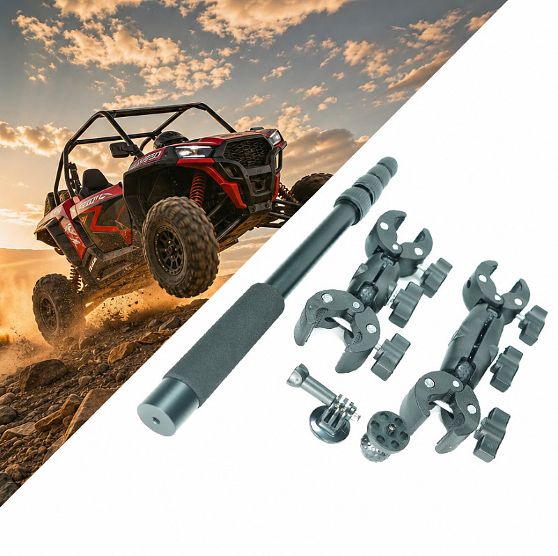 For Gopro sports camera motorcycle fixed clip anti shake outdoor double head strong clip cycling shooting bracket set
