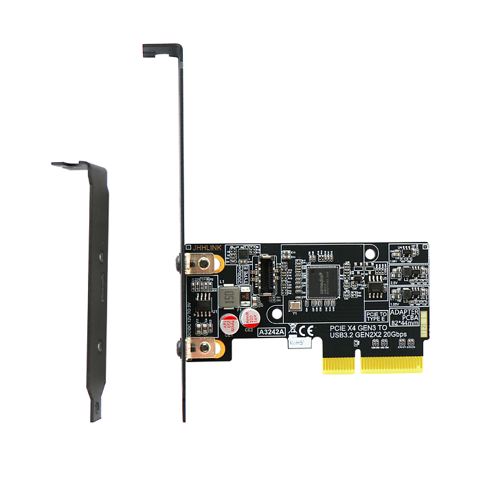 PCIE to TYPEE adapter card PCIE3.0X4 to USB3.2GEN2X220Gbp5ASM3242 expansion card, computer motherboard front tpec-A3242A
