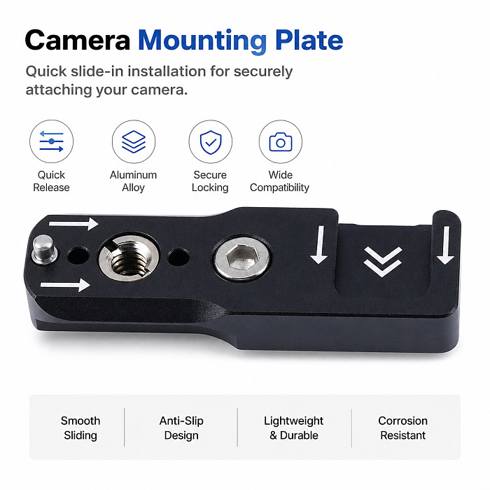 NATO Rail Extension Plate for Camera Cage - Aluminum Alloy Multi-Function Cold Shoe Mounting Base with NATO Slide Bar, Modular Expansion Bracket