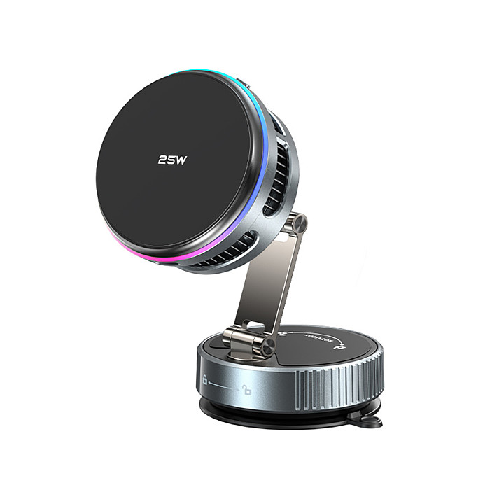 25W Fast Charging Magnetic Car Mount for iPhone - Air Vent Phone Holder with Built-in Cooling Fan,with Strong Magnet & 360° Rotation for GPS Navigation & Long Drives