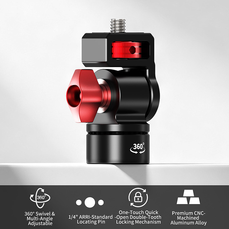 Dual Gear Locking Camera Bracket 180° Tilt 360° Swivel Aluminum Ball Head Mount for GoPro DJI Insta360 Phone Motorcycle Cycling