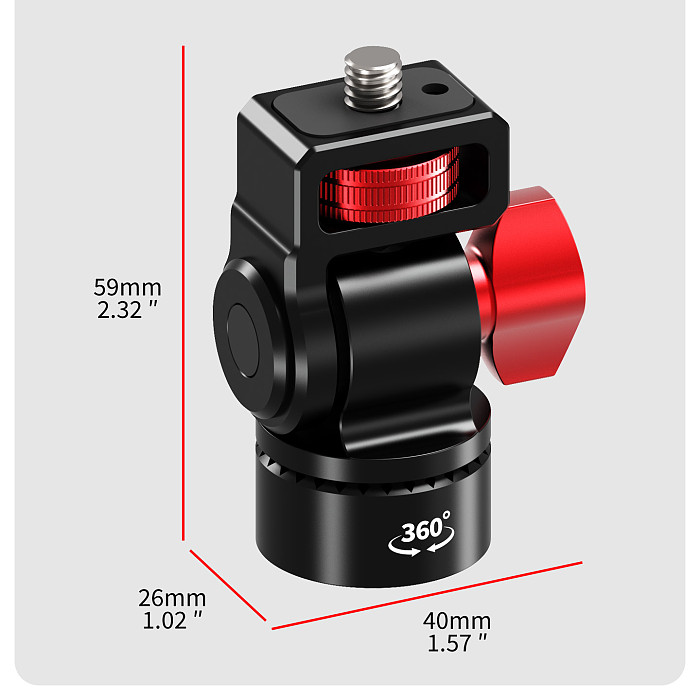 Dual Gear Locking Camera Bracket 180° Tilt 360° Swivel Aluminum Ball Head Mount for GoPro DJI Insta360 Phone Motorcycle Cycling