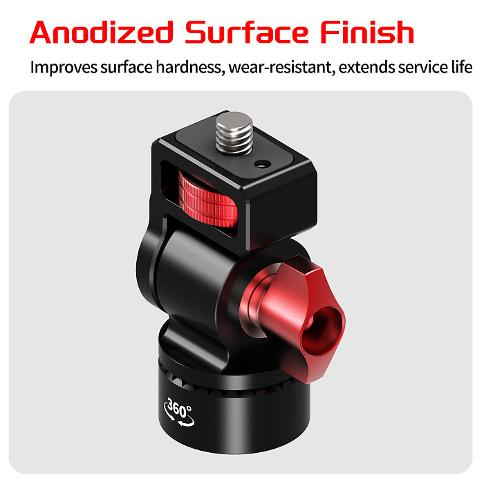Dual Gear Locking Camera Bracket 180° Tilt 360° Swivel Aluminum Ball Head Mount for GoPro DJI Insta360 Phone Motorcycle Cycling