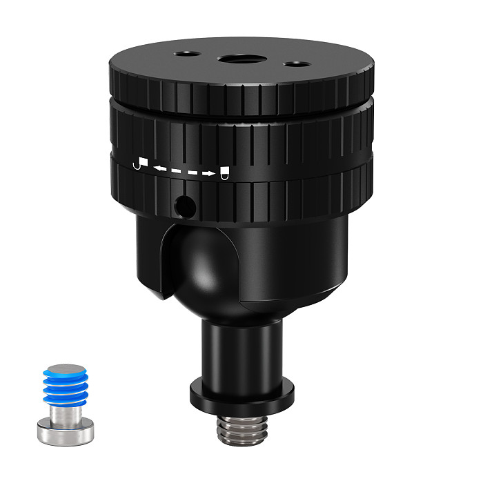 22mm Ball Head C-Clamp Mount - 4KG Load, 1/4  Screw & Arri Locating Hole, 6-34mm Flat / 11-39mm Tube Clamp, Lightweight Aluminum Mount for DJI/Insta360/GoPro & 1/4  Thread Devices