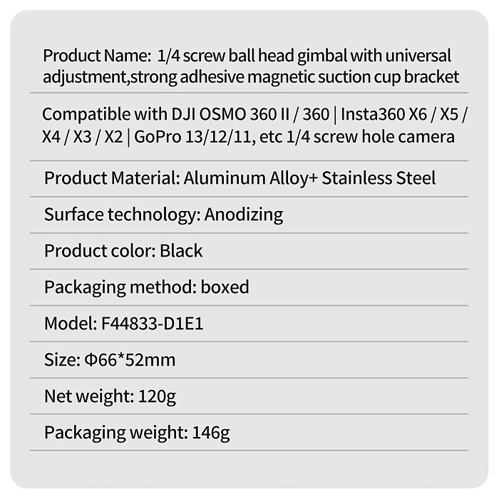 66mm Rubber-Coated Strong Magnetic Mount with 1/4  Ball Head Snail Cloud Head - 360° Swivel Universal Mounting Base for Metal Surfaces, Compatible with DJI Osmo Action 6/5/Osmo 360/Pocket 4P, Insta360 Ace Pro/X6/X5/Luna Ultra, GoPro Hero 13 and Other 1/4  Thread Devices