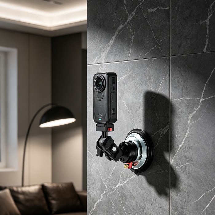 Aluminum Alloy 4 Inch Vacuum Suction Cup, Triple Anti-drop Lock, Quick Install, Omni-directional Adjustment, 1/4 Screw, 20KG Vertical Suction, 180° & 360° Rotation, Photography Mount For DJI OSMO360/ Insta360 Luna Ultra/GoPro Action Camera