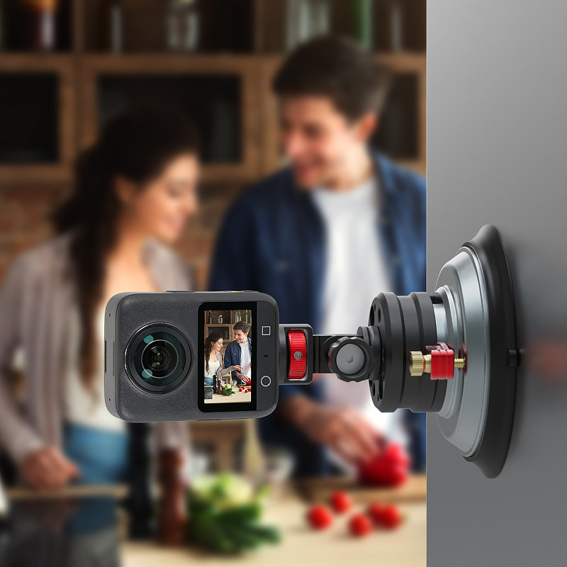 4-Inch Vacuum Suction Cup Mount with 1/4  Rotating Lock - 20KG Holding Force, One-Press Quick Release, Compatible with GoPro 2-Prong, DJI Osmo Action 6/5/Osmo 360/Pocket 4P, Insta360 Ace Pro/X6/X5/Luna, GoPro Hero 13