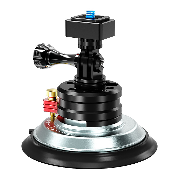 4-Inch Aluminum Vacuum Suction Cup Mount with 1/4  Swivel - 20KG Holding Force, One-Press Quick Release, 180° Tilt & 360° Rotation, Compatible with DJI Osmo Action 6/5/Osmo 360/Pocket 4P, Insta360 Ace Pro/X6/X5/Luna, GoPro Hero 13