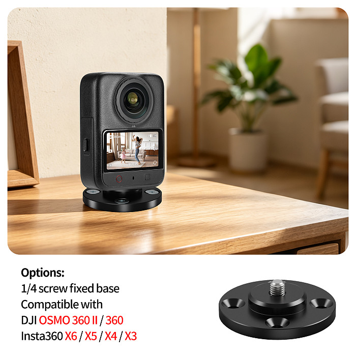 66mm Rubber-Coated Strong Magnetic Mount with 1/4  Ball Head Snail Cloud Head - 360° Swivel Universal Mounting Base for Metal Surfaces, Compatible with DJI Osmo Action 6/5/Osmo 360/Pocket 4P, Insta360 Ace Pro/X6/X5/Luna Ultra, GoPro Hero 13 and Other 1/4  Thread Devices