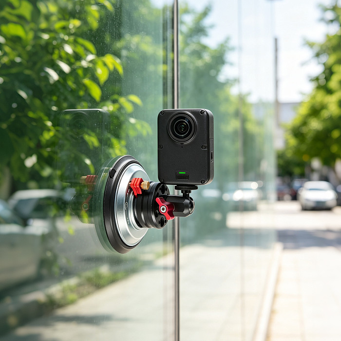 1/4  Ball Head Vacuum Suction Cup Mount - 20KG Holding Force, One-Press Quick Release, Silicone Base for Glass & Car Surfaces, Compatible with GoPro DJI Osmo 360 II Insta360 Luna Ultra/X5/X4/X3