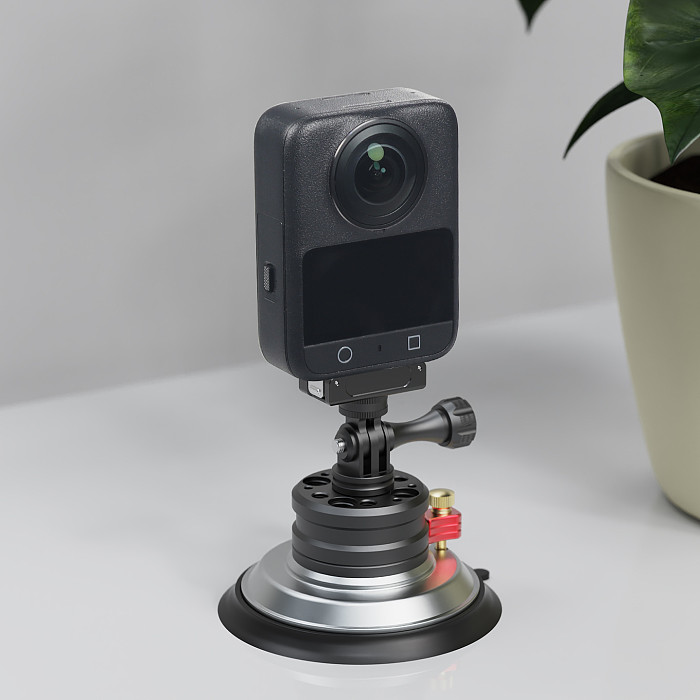 4-Inch Vacuum Suction Cup Mount for Action Cameras - 20KG Holding Force, Triple-Prong Interface, One-Press Quick Release, Compatible with GoPro, DJI Osmo Action 6/5/Osmo 360/Pocket 4P, Insta360 Ace Pro/X6/X5/Luna/GoPro Hero 13